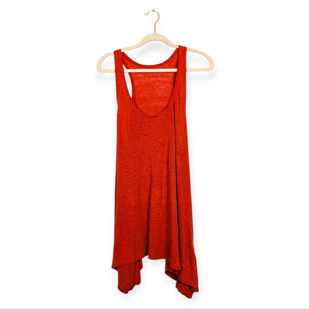 Eileen Fisher Red Orange Sleeveless Racerback Pocket Tunic Size L
